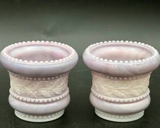 Joe St. Clair Glass Light Purple Beaded Holly Toothpick Holder