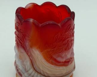 Imperial slag glass thistle bud vase Ruby Sunset