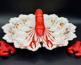 J.J. Germany Lobster Serving Dish & Salt & Pepper Shakers