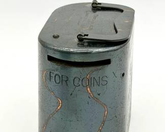Antique Burns Metal Savings Bank. Patented 1905.