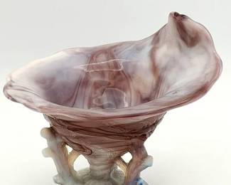 Purple Slag Glass Jack In The Pulpit Style Compote Dish