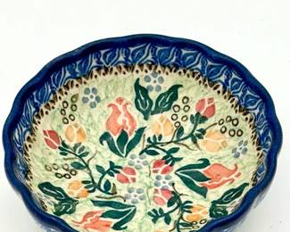 Handmade Polish Pottery Trinket Dish With Sticker