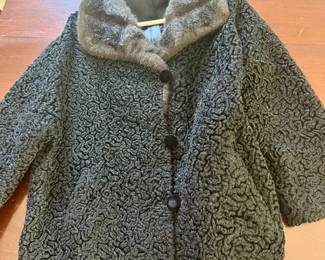 vintage black curly Persian lamb fur coat