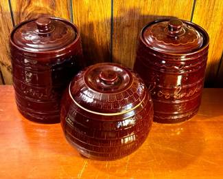 (3) Mar-Crest Lidded Jars