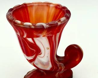UV Reactive vintage slag glass cornucopia miniature vase