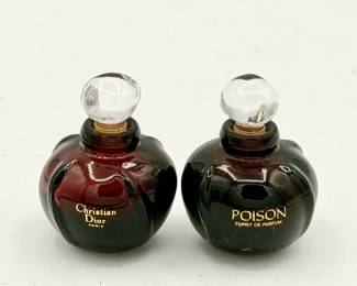 (2) vintage mini Christian Dior Poison Esprit de Parfum bottles-empty