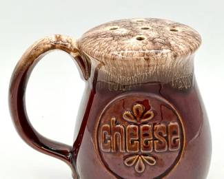 McCoy Grated Cheese Shaker Brown Drip Glaze Ceramic