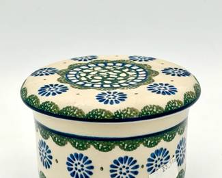 Handmade Polish Pottery French Butter Dish With Sticker