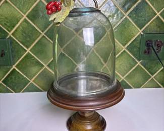 024 glassandwoodclochedisplaystandwith