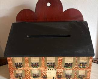 074 handpaintedwoodenhousewallmountlet