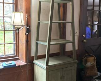 077 77tallgreenwoodladderstyleetagere