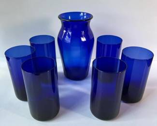 245 cobaltblueglassset12drinkingglasse