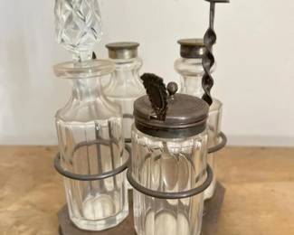 331 antique4bottleglasscruetcastorset