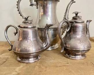 337 antiquesilverplated3pieceteasetwi