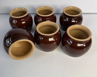 424 setof6smallbrownglazedstonewarecr