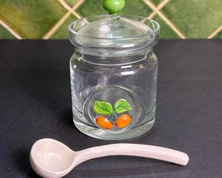 303 decorativeglasscondimentjarwithlid