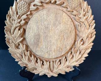 414 carvedaustrianwoodentrophyplaquewit