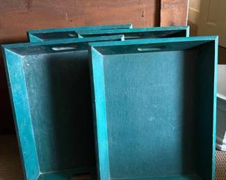 051 setof4largetealwoodenservingtrays