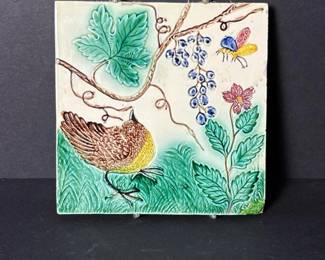 019 majolicastyleceramictilebirdandfol