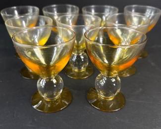 410 9pcvintageamberstemcordialglasses