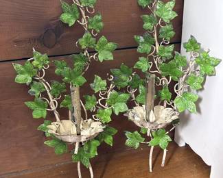 200 pairofvintagemetalivywallcandlesc