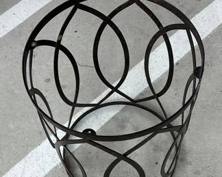 Lot 157: Metal Cylindrical Stand with Round Grate and Wooden Bird Wall Decor
