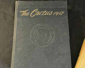 Lot 36: The Cactus yearbooks (1946 and 1947) with round wire basket and red padded handles