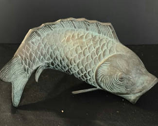Lot 106: Patinated metal fish sculpture with stake