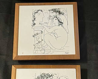 Lot 183: Three framed line drawings of nude figures