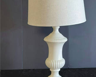 Lot 71: White ceramic table lamp with fabric shade