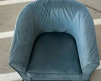 Lot 20: Blue Upholstered Swivel Barrel Chair