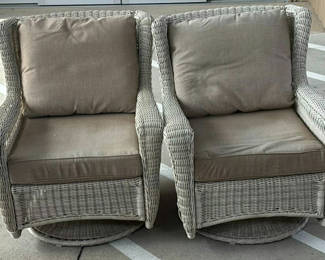 Lot 55: Two Wicker Armchairs with Cushions