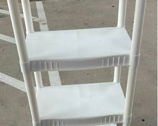 Lot 58: Plastic Shelving Unit and Wire Rolling Storage Cart