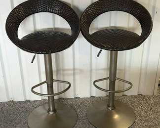 Lot 188: Pair of black wicker bar stools