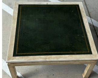 Lot 57: Square Wooden Coffee Table with Green Inset Top