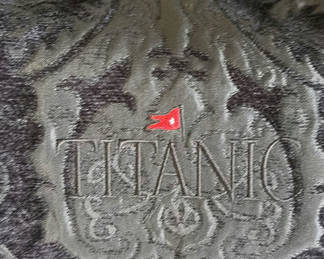 Lot 195: Titanic-pattern textile, Atenti bag, Polo patch, Texas star decor, and vintage lighting