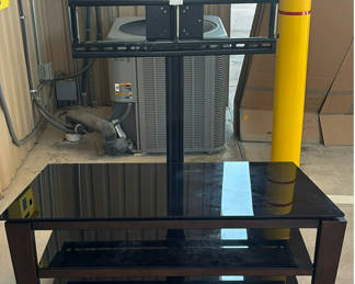 Lot 21: Glass TV Stand with TV Wall Mount