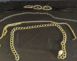 Lot 174: Gold-tone chain necklaces and Brighton belt with ornate buckle