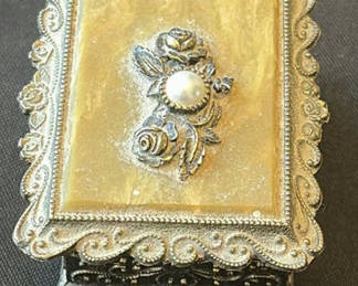 Lot 215: ornate jewelry boxes and shell-shaped Lenox dish