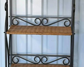 Lot 39: Five-Tier Wicker and Metal Shelf Unit