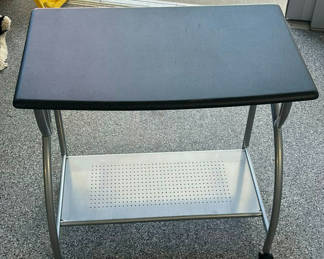 Lot 25: Rolling Desk with Lower Metal Shelf
