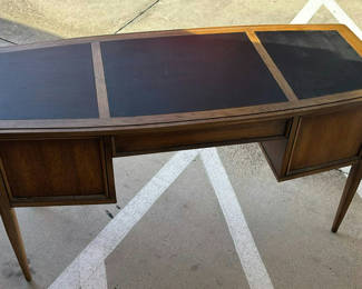 Lot 29: Wooden Writing Desk with Leather-Inset Top