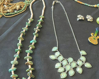 Lot 202: Assorted jewelry collection: necklaces, bracelets, earrings, and rings
