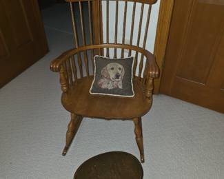 S. Bent & Bros. rocking chair featuring curved armrests and turned spindles.