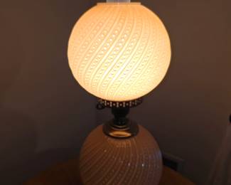 vintage Fenton Art Glass "Gone With The Wind" style lamp, which is currently