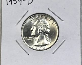 1959-D Silver Washington Quarter Gem Unc. 90%