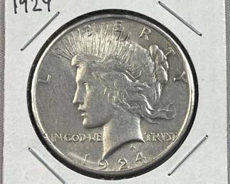 1924 Peace Silver Dollar, US $1 Coin, 90%