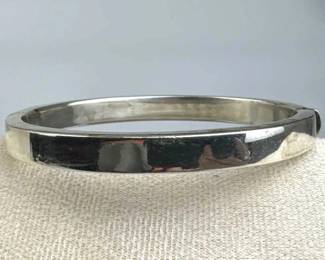 925 Silver Wide Oval Hinged Bangle Bracelet