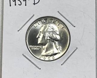 1959-D Silver Washington Quarter Gem Unc. 90%