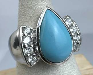 925 Silver Ross Simons Turquoise Zirconia Ring